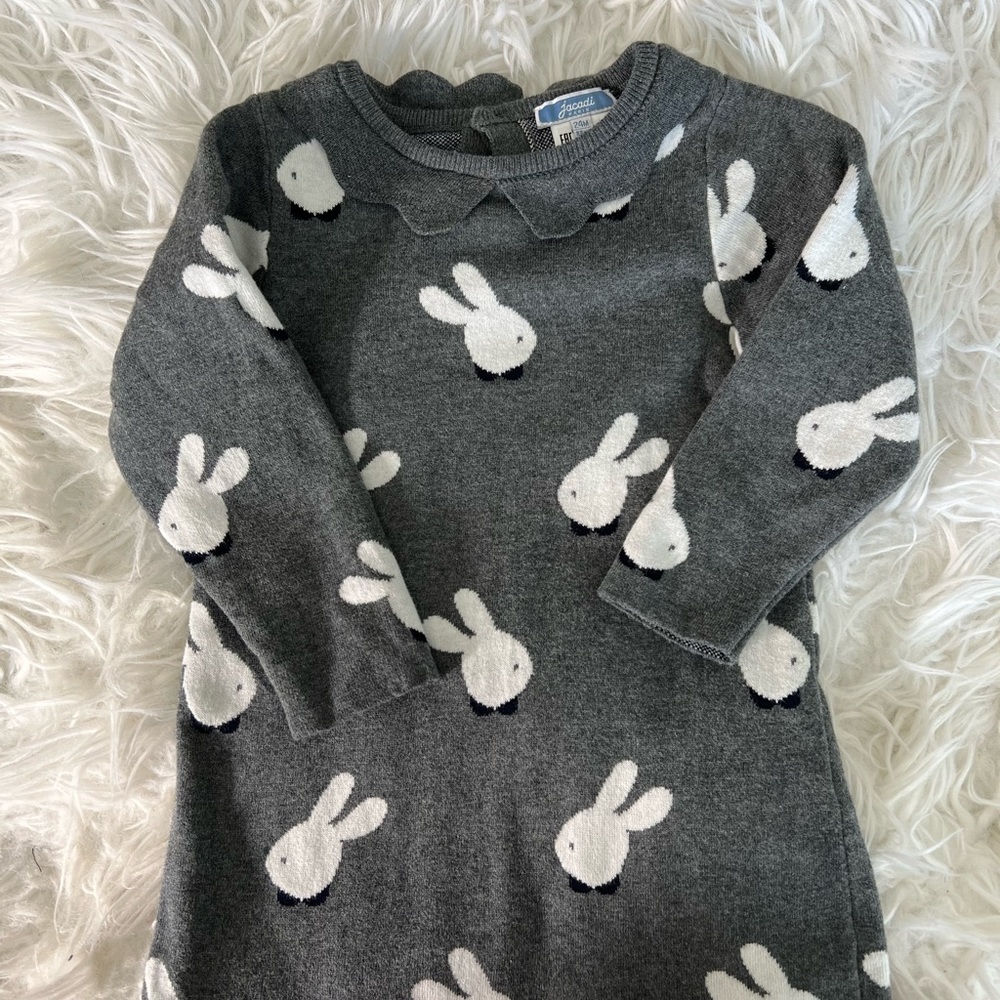 Jacadi Paris 100% cotton Bunny Sweater Dress
